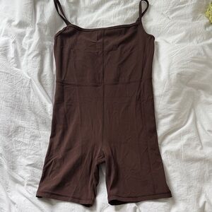 Wilfred Free Brown Cotton Spaghetti Strap Romper